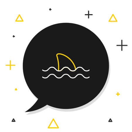 Line Shark fin in ocean wave icon isolated on white background. Colorful outline concept. Vectorのイラスト素材