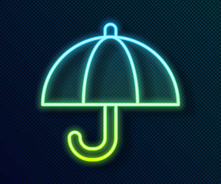 Glowing neon line Umbrella icon isolated on black background. Insurance concept. Waterproof icon. Protection, safety, security concept. Vectorのイラスト素材