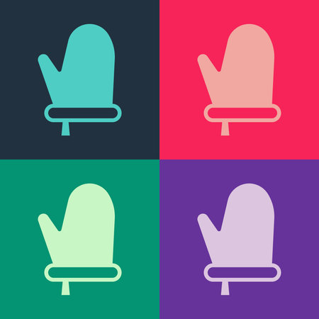 Pop art Oven glove icon isolated on color background. Kitchen potholder sign. Cooking glove. Vectorのイラスト素材
