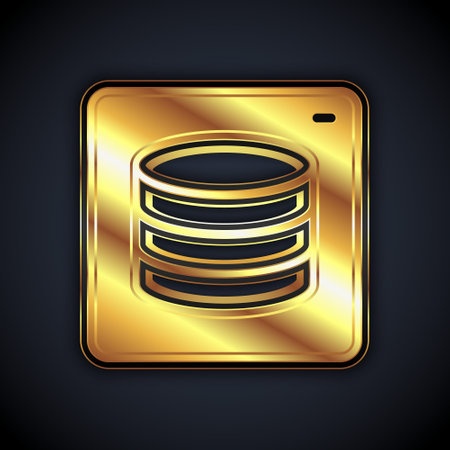 Gold Server, Data, Web Hosting icon isolated on black background. Vectorのイラスト素材