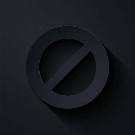 Paper cut Ban icon isolated on black background. Stop symbol. Paper art style. Vectorのイラスト素材