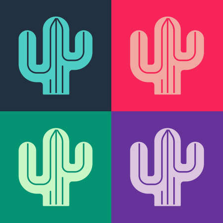 Pop art Cactus icon isolated on color background. Vectorのイラスト素材