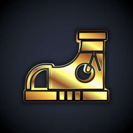Gold Fitness sneakers shoes for training, running icon isolated on black background. Sport shoes. Vectorのイラスト素材