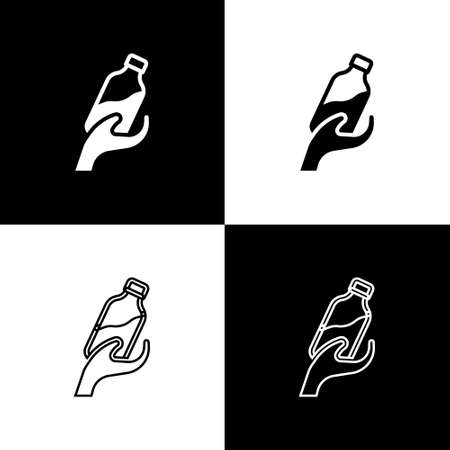 Set Donation water icon isolated on black and white background. Vectorのイラスト素材