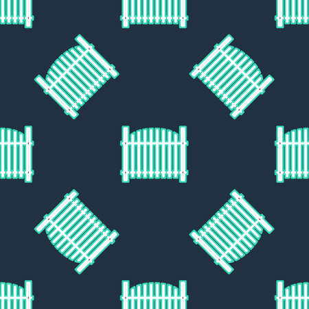 Line Garden fence wooden icon isolated seamless pattern on black background. Vectorのイラスト素材