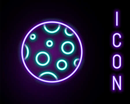 Glowing neon line Moon icon isolated on black background. Colorful outline concept. Vectorのイラスト素材