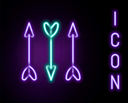 Glowing neon line Hipster arrows icon isolated on black background. Colorful outline concept. Vectorのイラスト素材