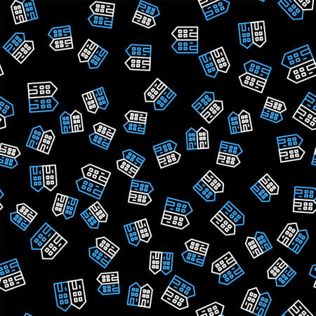 Line House icon isolated seamless pattern on black background. Home symbol. Vectorのイラスト素材