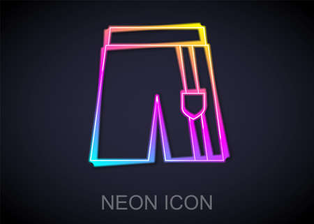 Glowing neon line Short or pants icon isolated on black background. Vectorのイラスト素材