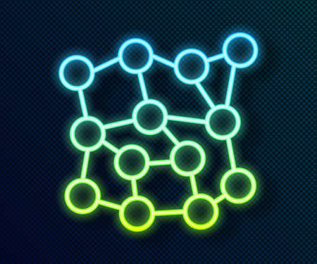 Glowing neon line Neural network icon isolated on black background. Artificial intelligence AI. Vectorのイラスト素材