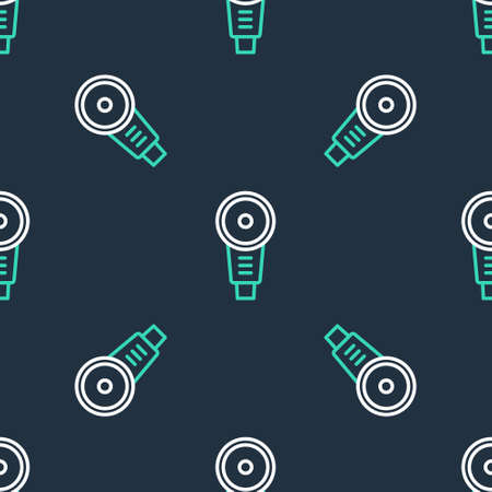 Line Angle grinder icon isolated seamless pattern on black background. Vectorのイラスト素材