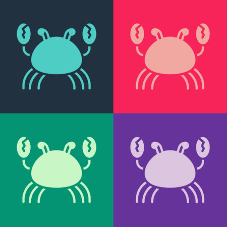 Pop art Crab icon isolated on color background. Vectorのイラスト素材