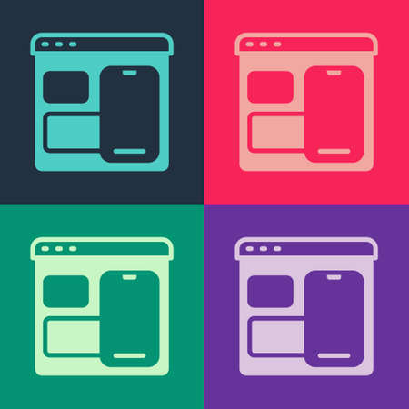 Pop art Software, web developer programming code icon isolated on color background. Javascript computer script random parts of program code. Vectorのイラスト素材