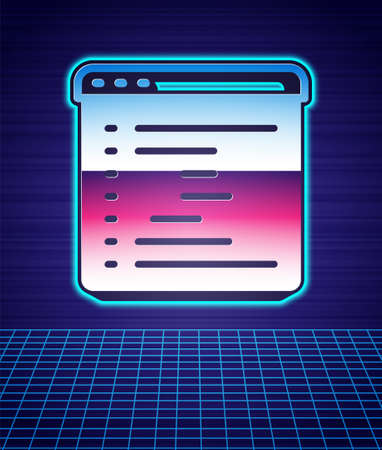 Retro style Browser window icon isolated futuristic landscape background. 80s fashion party. Vectorのイラスト素材