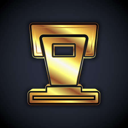 Gold Stage stand or debate podium rostrum icon isolated on black background. Conference speech tribune. Vectorのイラスト素材
