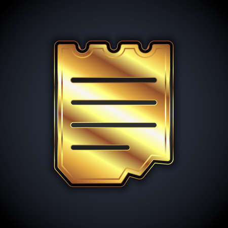 Gold Notebook icon isolated on black background. Spiral notepad icon. School notebook. Writing pad. Diary for school. Vectorのイラスト素材