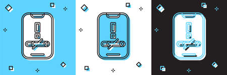 Set No smoking icon isolated on blue and white, black background. Cigarette smoking prohibited sign....