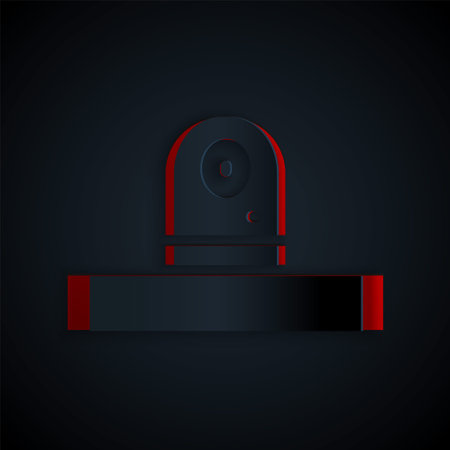 Paper cut Security camera icon isolated on black background. Paper art style. Vectorのイラスト素材