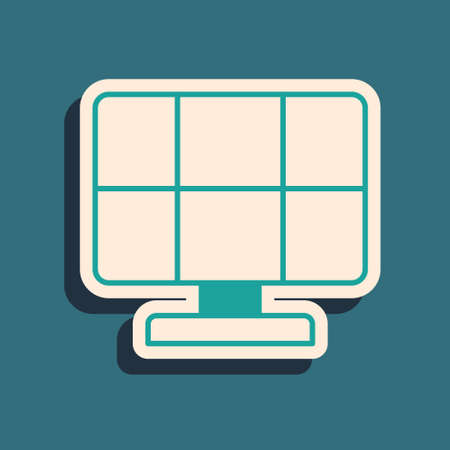 Green Solar energy panel icon isolated on green background. Long shadow style. Vectorのイラスト素材