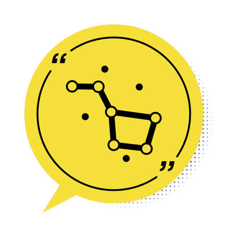 Black Great Bear constellation icon isolated on white background. Yellow speech bubble symbol. Vectorのイラスト素材