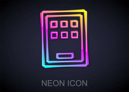 Glowing neon line Graphic tablet icon isolated on black background. Vectorのイラスト素材