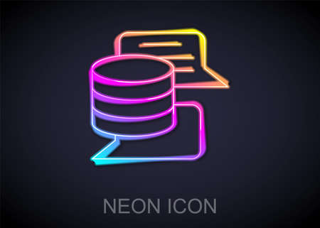Glowing neon line Server, Data, Web Hosting icon isolated on black background. Vectorのイラスト素材