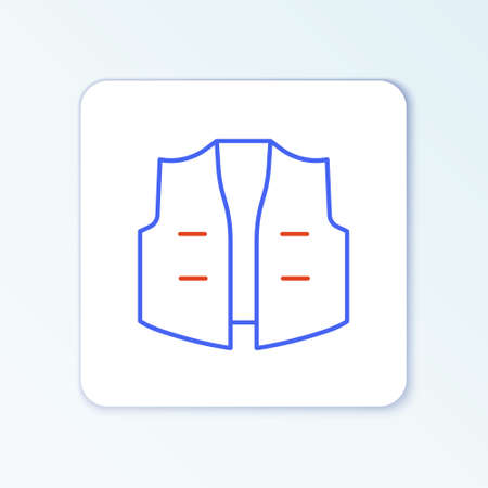 Line Fishing jacket icon isolated on white background. Fishing vest. Colorful outline concept. Vectorのイラスト素材