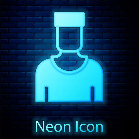 Glowing neon Sailor captain icon isolated on brick wall background. Vectorのイラスト素材