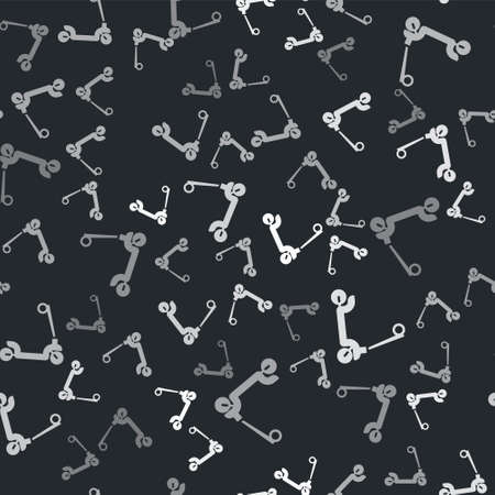 Grey Roller scooter for children icon isolated seamless pattern on black background. Kick scooter or balance bike. Vectorのイラスト素材