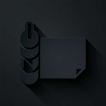 Paper cut Roll of paper icon isolated on black background. Paper art style. Vectorのイラスト素材