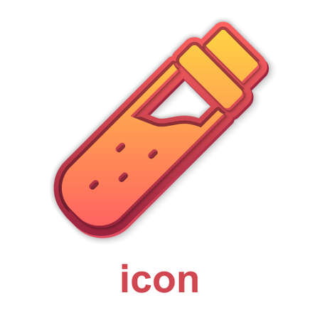 Gold Bottle with potion icon isolated on white background. Flask with magic potion. Happy Halloween party. Vectorのイラスト素材