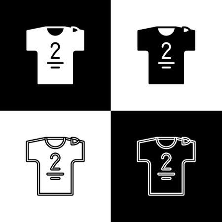 Set Football jersey and t-shirt icon isolated on black and white background. Vectorのイラスト素材