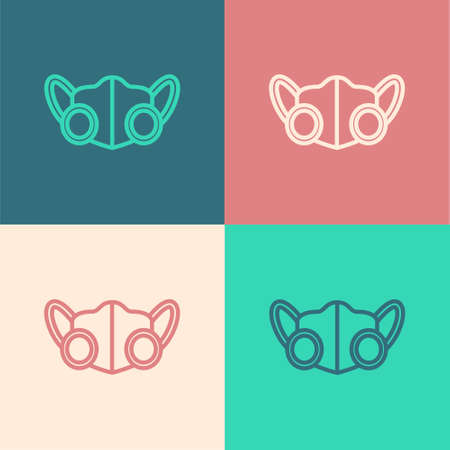 Pop art line Medical protective mask icon isolated on color background. Vector.のイラスト素材