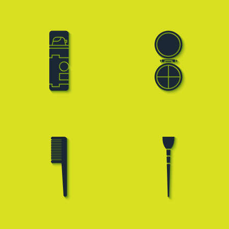 Set Shaving gel foam, Makeup brush, Hairbrush and powder with mirror icon. Vectorのイラスト素材