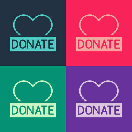 Pop art Donation and charity icon isolated on color background. Donate money and charity concept. Vectorのイラスト素材