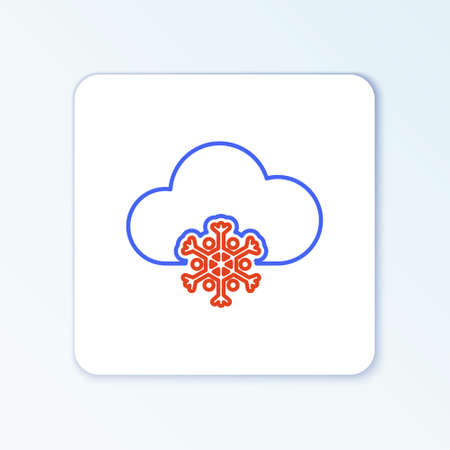 Line Cloud with snow icon isolated on white background. Cloud with snowflakes. Single weather icon. Snowing sign. Colorful outline concept. Vectorのイラスト素材