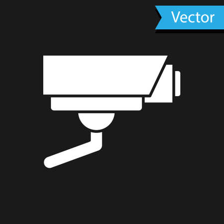 White Security camera icon isolated on black background. Vectorのイラスト素材