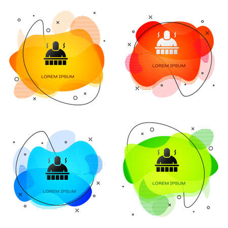 Black Sauna and spa procedures icon isolated on white background. Relaxation body care and therapy, aromatherapy and wellness. Abstract banner with liquid shapes. Vectorのイラスト素材