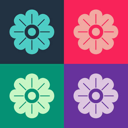 Pop art Flower icon isolated on color background. Vectorのイラスト素材