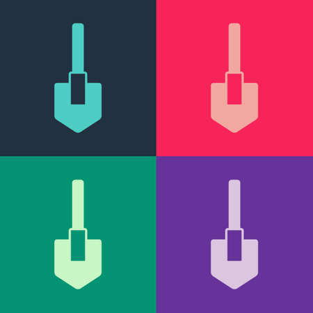 Pop art Shovel icon isolated on color background. Gardening tool. Tool for horticulture, agriculture, farming. Vectorのイラスト素材