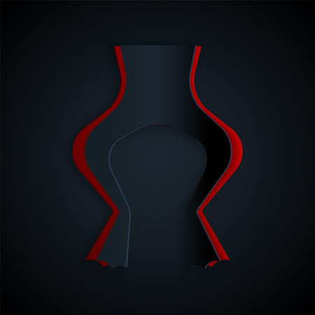 Paper cut Frog legs icon isolated on black background. Paper art style. Vectorのイラスト素材