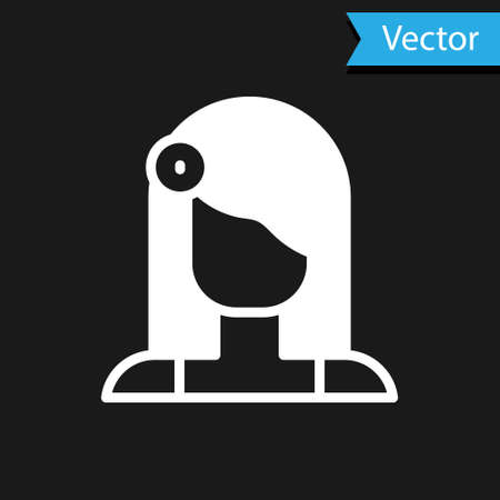 White Portrait of Spanish woman icon isolated on black background. Vectorのイラスト素材