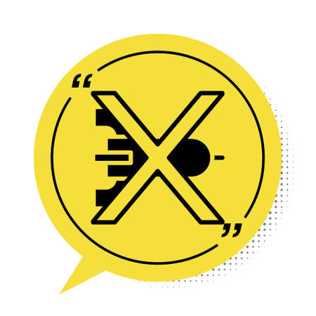 Black No war icon isolated on white background. The peace symbol. Yellow speech bubble symbol. Vectorのイラスト素材