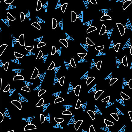 Line Electronic scales icon isolated seamless pattern on black background. Weight measure equipment. Vectorのイラスト素材