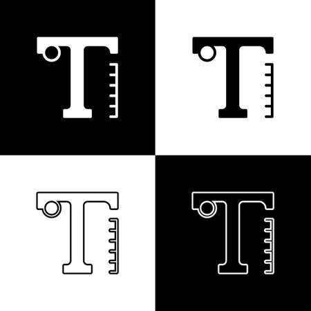 Set Text icon isolated on black and white background. Vectorのイラスト素材