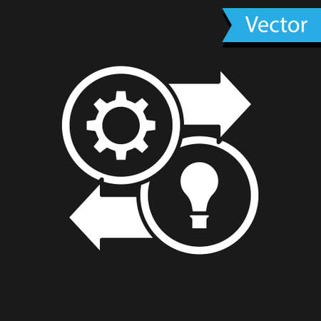 White Human resources icon isolated on black background. Concept of human resources management, professional staff research, head hunter job. Vectorのイラスト素材