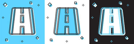 Set Airport runway for taking off and landing aircrafts icon isolated on blue and white, black background. Vectorのイラスト素材