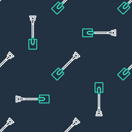 Line Garden shovel icon isolated seamless pattern on black background. Gardening tool. Tool for horticulture, agriculture, farming. Vectorのイラスト素材