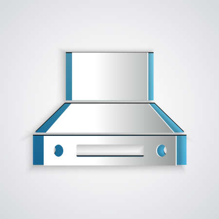 Paper cut Kitchen extractor fan icon isolated on grey background. Cooker hood. Kitchen exhaust. Household appliance. Paper art style. Vectorのイラスト素材