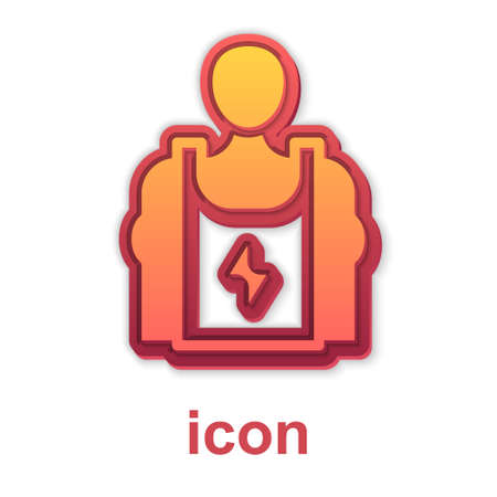 Gold Bodybuilder showing his muscles icon isolated on white background. Fit fitness strength health hobby concept. Vectorのイラスト素材
